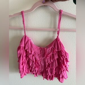 Vibrant Pink Ruffled Camisole Top
